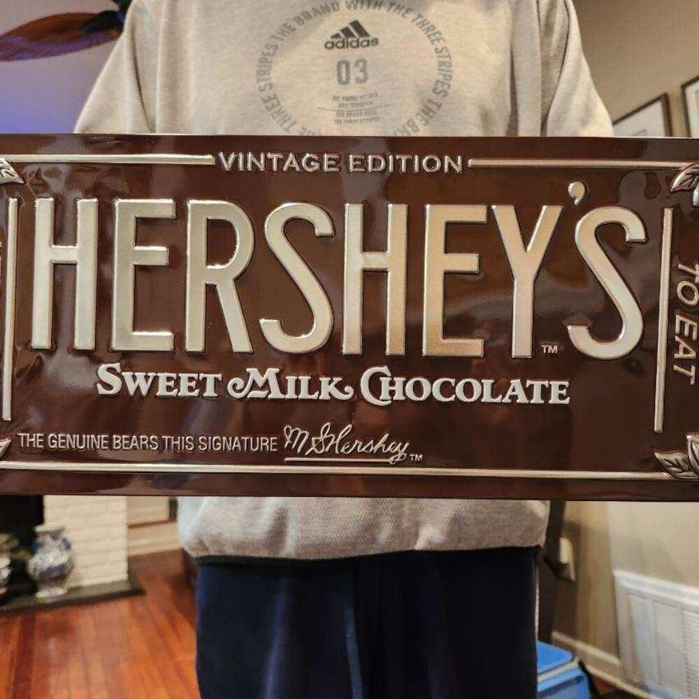 Brand New Ande Rooney Hershey Chocolate Bar 2012 Heavily Embossed Tin Sign